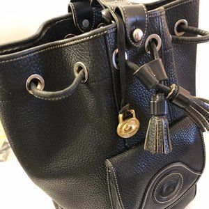 Dooney & Bourke All Weather Leather Black Pebble Bucket Bag